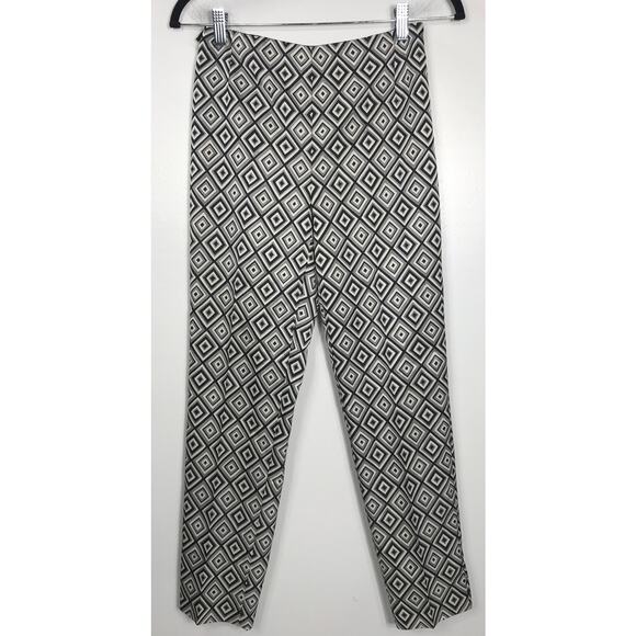 Prada Women's 36 Pants Diamond Pattern Wool Silk Blend Office Monochrome - Picture 1 of 12